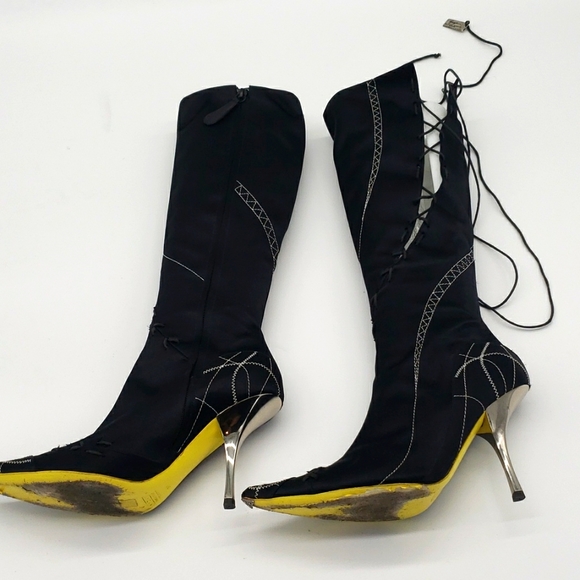 GIUSEPPE ZANOTTI SIZE 39 COLOR BLACK SILK FABRIC 100% AUTHENTIC USED ITEM - Picture 5 of 10